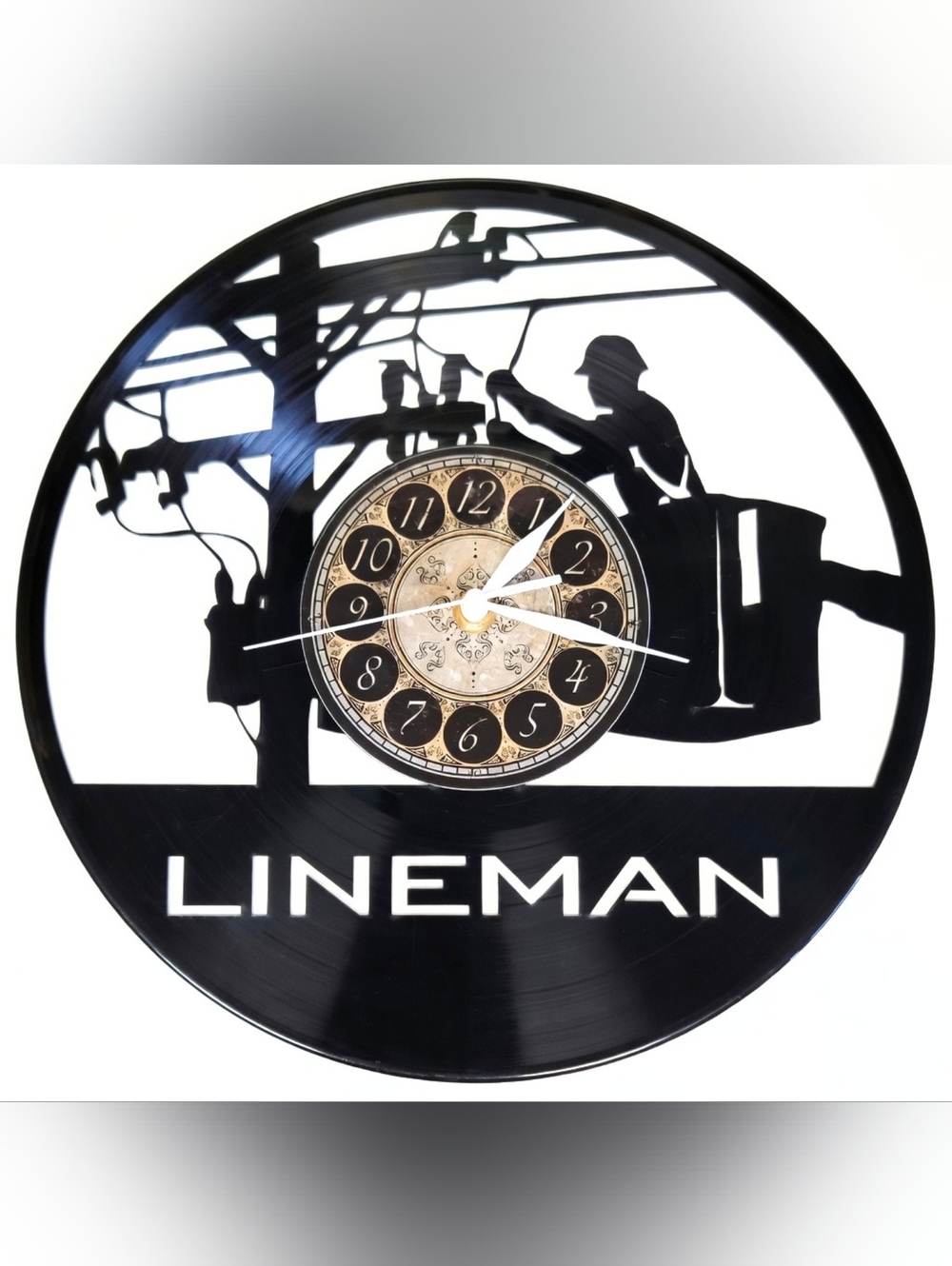 Lineman Vinyl Record Clock | Electrician Wall Art | Trade Gift | Man Cave Deco